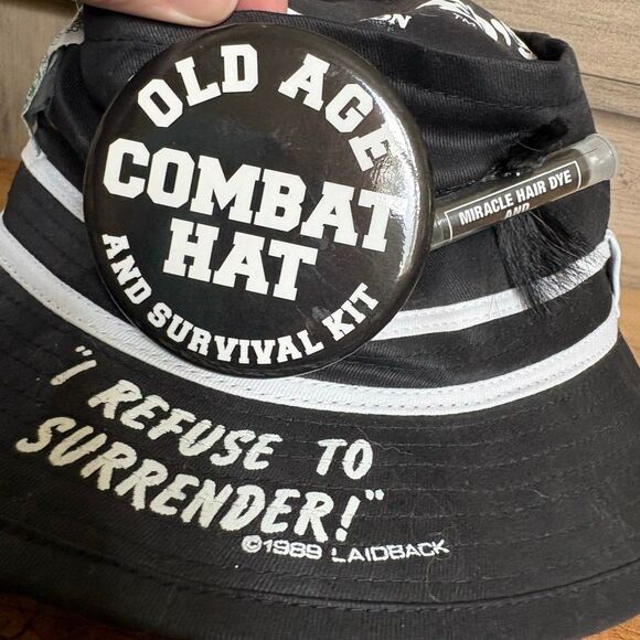 Over the Hill 40's 50's Old Timers Old Age Survival Kit Bucket Hat Preworn - Picture 2 of 10